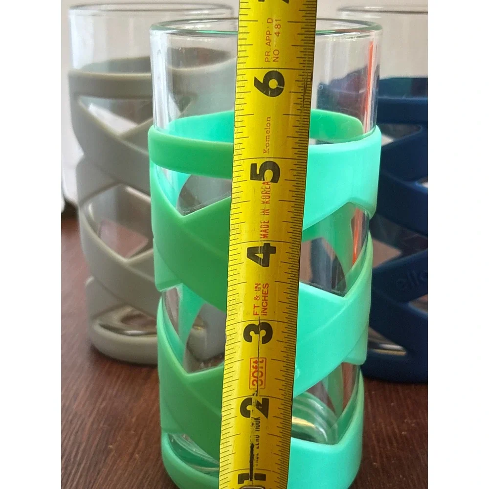 Ello Glass Tumblers 16oz with Silicone Sleeves Set of 6 Multicolor Highball